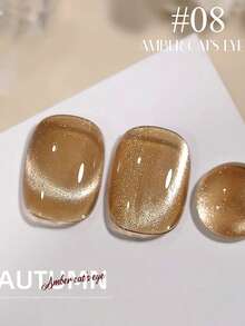 MISS SHAKA 10ml Conjunto de Esmalte de Unha Gel Olho de Gato Âmbar Dourado Marrom em Vidro, Suprimentos de Arte de Unha Exclusivos de Salão de Beleza Branqueadores de Pedra de Cristal Dourada Olho de Gato Marrom, Unhas de Natal