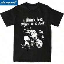 Saw Horror Movie Head Trap Jigsaw T Shirt Men Women's Cotton Funny T-Shirts - 黑色 - 查看 6