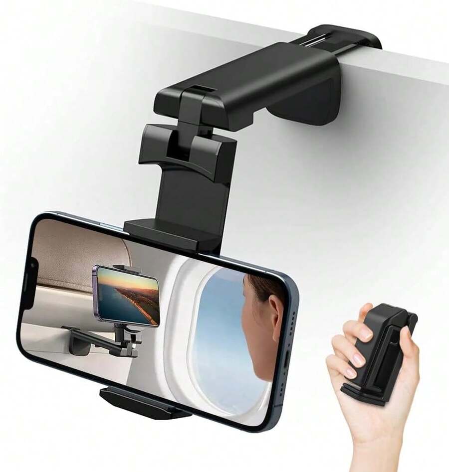 Soporte Plegable para Celular de Avión, Rotación de 360° Ajustable, Accesorios para Teléfono Universal para Viaje, Cocina, Oficina, Volar, Soporte Celular Portátil Compatible con \/ Galaxy - negro - Ver 1