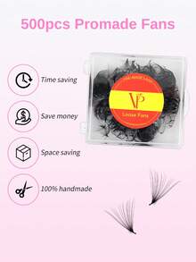 500 Fans D Curl 10D/12D/14D/16D/20D/30D Black Pramde Fans Lashes Hand Made Premade Loose Fans Eyelash Extensions - D - View 2