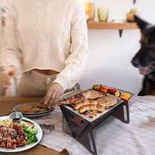 Parrilla de carbon portatil ligera plegable facil de usar y limpiar exterior para camping picnic jardin playa fiesta 8.5 x 4.6 x 4.9 pulgadas - Negro 1Xpequeño - Ver 3