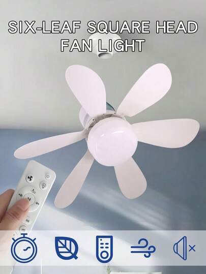 1pc 16.5" Square Indoor LED Ceiling Fan With Remote Control, 3-Speed Settings, Dimmable, Quiet Motor, Timing Function, E26/E27 Socket, Suitable For Bedroom, Kitchen, Balcony, Garage - Hardwired, 85V-265V