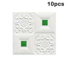10 piezas de azulejos de techo autoadhesivos 3D - Fácil instalación, papel tapiz impermeable para cocinas, dormitorios y espacios de estar - Diseño decorativo de rayas - Multicolor - Ver 16