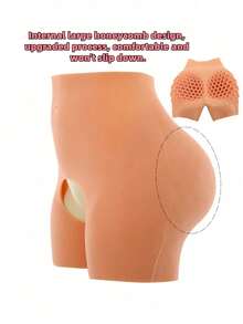 Silicone Crotchless Butt-Lifting Pants S/M/L Size Silicone High-Elastic Fake Butt Pads Lift The Buttocks And Plump The Hips Split-Crotch Three-Quarter Pants Large Internal Honeycomb With Strong Adsorption Capacity High-Elasticity Anti-Curling Edge, Comfortable And Not Tight, Designed To Fit The Human Body Structure For Halloween, Weddings, Parties, Graduation Ceremonies, Birthday Gifts Accessories For Daily Wear - Multicolor - View 1