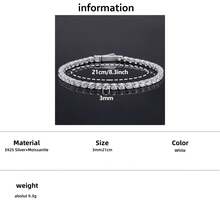 Ondia One 新款 2mm-5mm 100% 莫桑石网球手链 D 色 925 纯银镀白金钻石测试通过珠宝带有 GRA 证书适合女性的礼物。