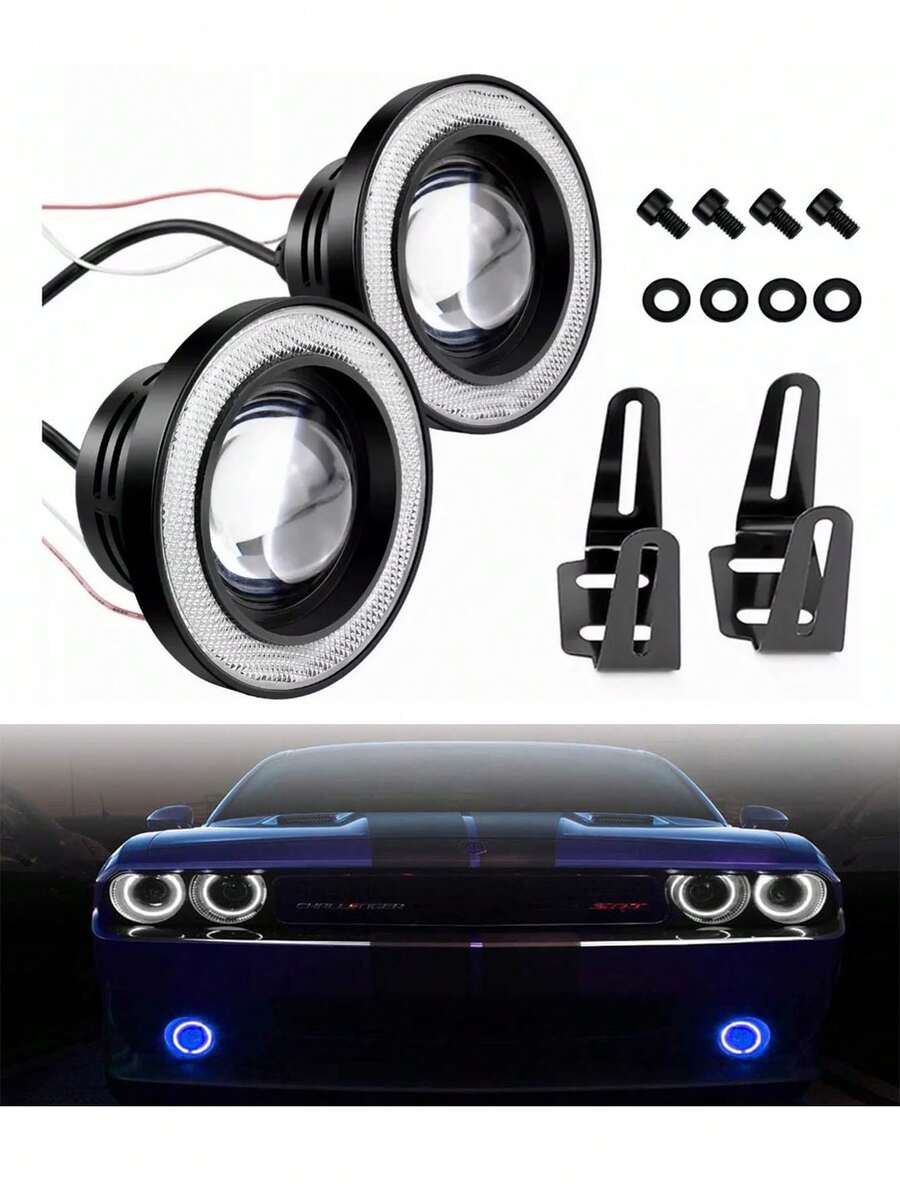 faros Led Ojo De Ángel Niebla 3.5 Pulgadas Auto Universal - Azul - Ver 1