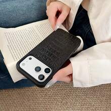 1pc Premium Luxury Business Crocodile Pattern PU Leather Case Compatible With IPhone 17Promax 17Pro 17 Air Compatible With Samsung Galaxy S25 Ultra S24 Ultra S23 Ultra - Full Body Shockproof Protective Cover - Black - View 2