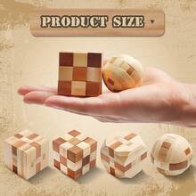 4-In-1 Wooden Educational Toy Set, Including 3D Logic Puzzle, Snake Cube, Magic Cube, Disassembly & Assembly Puzzle, Suitable For Teens And Adults