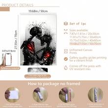 1 pieza Cartel de arte de lienzo moderno, pintura de aceite impresa, pintura de lienzo de pareja abrazando calavera, póster de amor de calavera, decoración de pared del hogar moderna, decoración de pared de artista, sin marco, adecuado para decoración del hogar, decoración de habitación, decoración de dormitorio, decoración de sala de estar, decoración de baño, decoración de pared, arte de pared opcional con marco. - negro rojo - Ver 13