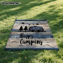 1pc Happy Camper Flannel Blanket - Contemporary Style, Digital Printed Soft Polyester, All-Season Machine Washable Throw With Camping & Leisure Design, Mixed Colors, Cozy Home Decor, Leisure Blanket | Contemporary Style | Durable Flannel - Nhiều màu 6 - Xem 4