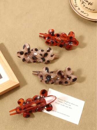 1 pièce/2 pièces Clip à cheveux style rétro américain avec motif léopard et floral, accessoire de mode pour chignon, accessoire pour cheveux, pinces à cheveux, barrette, pince à cheveux