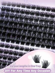 168PCS C Curl 9-16 MM  Natural Lash Clusters Wispy Eyelash Clusters Cluster Eyelash Extensions Natural Lash Extension Soft Comfortable Cluster Lashes For Everyday Wear - màu đen - Xem 3