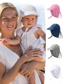 1顶婴儿遮阳帽，UPF 50+，带防晒颈部护片，防紫外线，适合幼儿和婴儿，男女通用 - 1PC - 查看 1