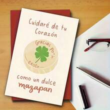 As Sweet As Magapan, Creative Valentine's Day Greeting Card, Four-Leaf Clover Chess Design, Valentine's Gift For Wife/Husband/Boyfriend/Girlfriend, High-Quality Greeting Card With Envelope (12x17cm)/(4.72x6.7in) - Multicolor - View 11