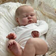 20英寸3D逼真皮肤乙烯基四肢丰满睡眠婴儿娃娃玩具，血管清晰可见，50厘米，乙烯基四肢，布身，栩栩如生的生日礼物，睡前陪伴娃娃 - 熟睡的娃娃 - 查看 6