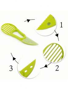 2件套多功能三合一牛油果切片器，牛油果切片器，牛油果切块器，家用水果切块器，削皮器和果肉分离器，厨房小工具 - 彩色 - 查看 9