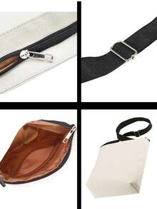 Retro Cute Floral & Highland Cow Pattern Crossbody Bag, Unisex Reusable Shoulder Bag, Fashion Casual Messenger Bag, Cartoon Soft Floral Wreath Highland Cow Print Storage Bag, Adjustable Strap Daily Wear Gift For Highland Cow Lovers - Camel - View 6