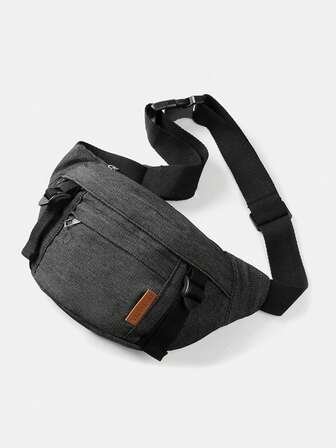 1pc Men's Nylon Chest Bag Shoulder Bag,Nylon Chest Bag With Adjustable Strap Scratch Resistant And Wear-Resistant Pouch For Passport Money ID Card Credit Card Lightweight For Commute/Commuting Casual Solid Color Gift For Boyfriend