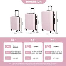 TRIPCOMP Luggage Set 9-Piece Set ABS+PC Hardshell Carry On And Checked Luggage Set With Backpack TSA Lock, Durable Suitcase With Spinner Wheels(20"24"28 ", A Backpack, A Toiletry Bag, And 4 Storage Bags) - Hồng - Xem 4