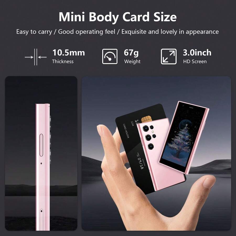 SOYES Mini Phone With 3.0'' HD Touchscreen. Kid's Toy Phone, 1000mAh Battery.     With App Download.  Student Pocket Mobile Phone. 2GB+16GB.   Front And Rear Cameras.  Take Photos Phone.  Easy To Operate.   Christmas Gifts & Halloween Present. - 粉色 - 查看 1