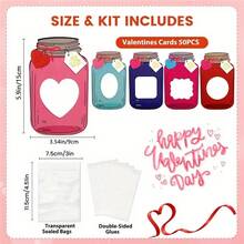 25/50pcs Valentine's Day Greeting Cards, Happy Valentine's Day Cards, Fun Classroom Valentine's Gifts, School Valentine's Gift Exchange Cards, Small Business Supplies (No Candies, Includes 1 Roll Of Tape) - Multicolor - View 5