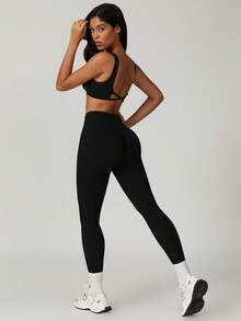 MASKERT 3Pcs Women's Sports Pants, Yoga Pants, Sports Pants, Casual Pants, Fitness Pants, Yoga Pants, Running Pants, High Elasticity Sports Pants, Comfortable And Skin Friendly - 黑色*3 - 查看 5