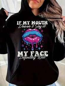 2026 AChristmas Outfit WomenWomen's Heavyweight Hoodie - Gothic Love Me Like My Demons Print Sweatshirt, Loose Fit Pullover Hoodie With Pocket & Drawstring Hood, Long Sleeve Winter Sweater For WomenLoose And Comfortablewinter Clothes For Women - Đen 15 - Xem 1