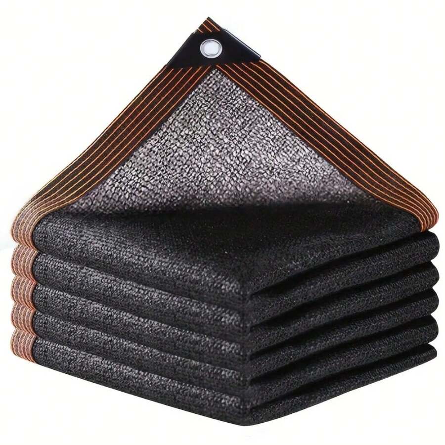 1pc High-Quality Black Sunshade Net (With Drawstring) - Durable Rain Cover, Suitable For Swimming Pools And Patios - 65-75% UV Protection, Outdoor Canopy For Yard, Patio, Garage And Garden Oasis, With Ropes. - Black + Drawstring - View 1