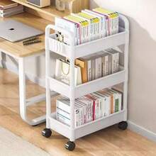 1个超薄滑出式储物推车，多层收纳架，分段式储物，可移动，灵活推拉，易于组装，承重力强，防水防潮，易于清洁，节省空间，开放式设计，适用于厨房、浴室、客厅、卧室，可移动落地式超薄多功能推车 - 彩色 - 查看 5