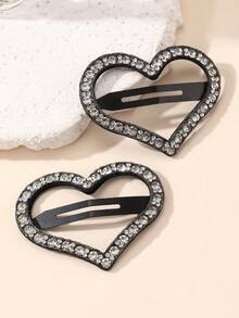 2个女士时尚优雅水钻星星、爱心、云朵几何发夹，适合日常、节日、派对等场合。 - 彩色 - 查看 4