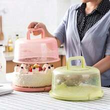 1pc Cake Storage Box Round Handheld Cupcake Container Cake Box Plastic Bar Kitchen Tool Birthday Suppily - Multicolor - View 9