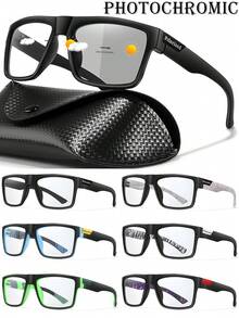 1 PC Fashionable Photochromic Sunglasses, UV 400, Suitable For Outdoor Activities Such As Running, Cycling, Fishing, Camping, Hiking, Unisex, With Glasses Case - Multicolor - View 6