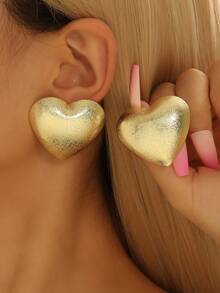 1对心形亚麻耳钉，时尚百搭，适合日常佩戴 - 愛心麻麵耳釘 - 查看 12