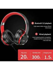 Lenovo HD200 Bluetooth Earphones Over-ear Foldable Computer Wireless Headphones Noise Cancellation HIFI Stereo Gaming Headset - 黑色 - 查看 5