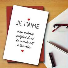 Heartfelt "JE T'AIME" Valentine's Day Greeting Card, Creative Text Design, Quality Greeting Card (12x17cm)/(4.72x6.7in) With Envelope, Gift For Wife/Husband/Boyfriend/Girlfriend - Multicolor - View 11