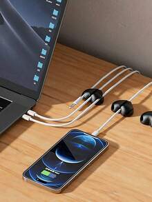 2pcs Heart-Shaped Cable Organizers, Phone Charging Cable Clips, Wire Winders, Self-Adhesive Cable Holders, Suitable For Desk, Bedside, Wall, Car And Office - Multicolor - View 5