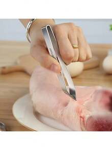 1pc Stainless Steel Fish Bone Tweezers Tongs, Seafood Tongs, BBQ Tools, Salad Tongs - 1 - View 4
