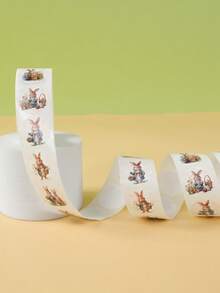 1 Roll/500pcs Easter Bunny Round Stickers, Easter Decoration Labels, Spring Rabbit Pattern, Envelope Seals, Happy Easter Decor, Home Decor, Cute Rabbit Gift Wrapping Stickers, Notebook, Water Bottle, Computer, Phone Decorative Stickers, DIY Gift Packaging Self-Adhesive Stickers, Easter Decoration, Easter Gifts, Party Favors, Labels, Sealing Stickers - Easter Bunny - View 8