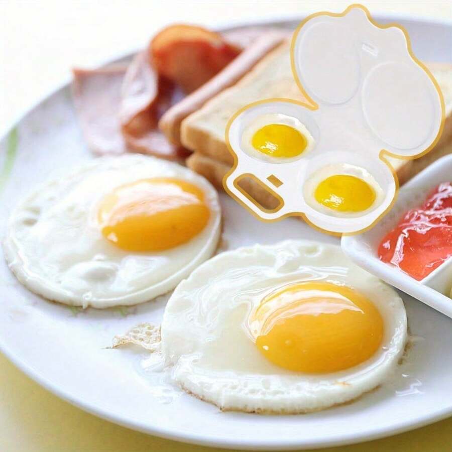 1pc 2-Cup Microwave Egg Cooker, Round Plastic Steamer, Suitable For Making Fluffy Omelettes And Office Breakfasts