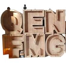 Hucha de madera con letra grande, con forma de letra, inicial personalizable, regalo divertido para cumpleaños, Navidad y otras festividades - Multicolor - Ver 8