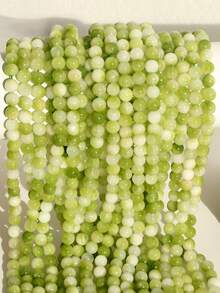 38cm Green Lustre Natural Angel Stone Loose Beads For Jewellery Making-4mm/6mm/8mm/10mm Natural Stone Smooth Round Beads Suitable For DIY Necklaces, Bracelets And Other Jewellery. Spacer Beads For Jewellery Making - Multicolor - View 7