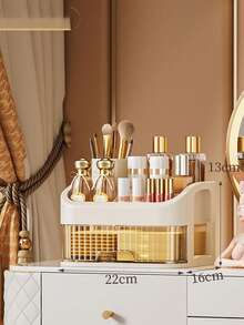 Hộp đựng mỹ phẩm 3 tầng hai cửa dung tích lớn, màu vàng nhạt, kiểu ngăn kéo, thích hợp để đựng phụ kiện trang điểm, trang sức, cọ trang điểm, nước hoa, túi đựng mỹ phẩm, món quà hoàn hảo cho phái nữ, lý tưởng cho ngày Valentine, đồ dùng cần thiết cho mùa tựu trường, trang trí phòng trang điểm. - Nhiều màu - Xem 8