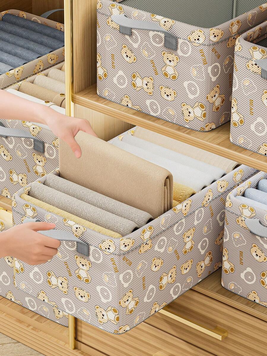 Thickened Fabric Storage Box, Wardrobe Organizer Box For Clothes, Pants, Home Use Storage Basket - Multicolor - View 1