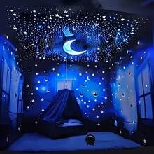 1个星月投影夜灯 - USB供电 - 投影灯 - 床头卧室氛围灯 - 旋转式房间投影灯