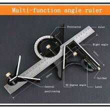 1 Set Multi-Purpose Leveling Tool - 300mm Stainless Steel T-Square & Protractor, Precision Measuring For Carpentry/Drafting/DIY - Type T Ruler Set - View 4