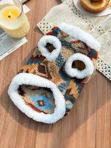 Southwestern Pattern Fluffy Pet Vest With Leash Ring - Soft & Comfortable Small Dog Vest And Cat Clothes, Warm Plush Pet Everyday Wear, Fashionable Indoor/Outdoor Pet Apparel For Small Breeds, Adorable Variety Of Pet Vests, Durable Pet Clothes With Leash Loop, Casual Daily Use Dog And Cat Outfits - Multicolor - View 8