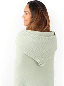 Toalla con Capucha para Adulto Algodón Muselina – y Absorbente para Playa y Baño – Estilo Manta con Capucha, para Adultos Salvia - Encaje - Ver 11