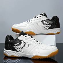 1双男士纯色撞色系带网球/球拍运动鞋，轻便透气防滑，支撑性好，适合户外健身穿着，四季皆宜