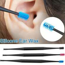 3pcs Ear Hole Double-Ended Cleaning Stick, Made Of Soft Silicone That Won't Hurt The Ears. Washable And Reusable. Available In Pink, Blue And Black. Suitable For Daily Ear Cleaning,Earrings,Ear Cleaner,Travel Essential,,Back To School,Valentine's Day