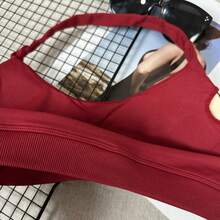 女士运动文胸高强度吊带背心聚拢健身运动服无缝运动衫瑜伽文胸春季 - 紅色 - 查看 7